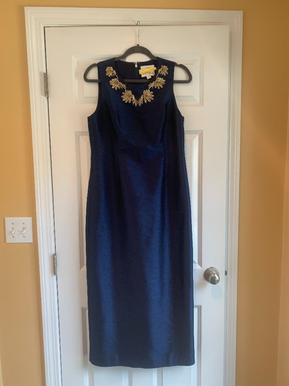 NICO-Blu Alice Sheath Gown Size 8 Ink Navy Gold | Worn Once | No Alterations